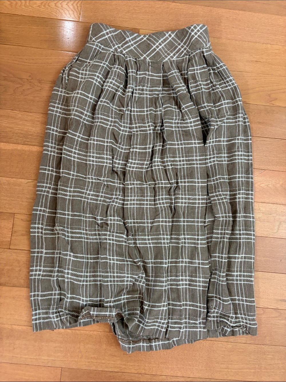 Vintage Plaid A-Line Skirt in Brown and White